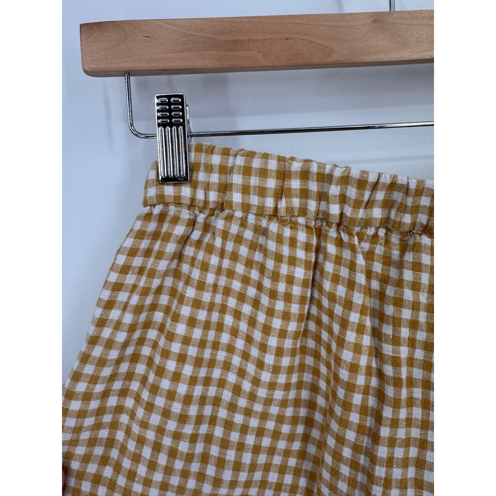 Everlane Linen Gingham Two Piece Set Womens 4/M Yellow Button Down Shorts - Picture 13 of 13
